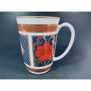 Fitz & Floyd Old Imari Mug/Cup Terra Cotta, Cobalt & Gold Japan Floral 1975 VTG